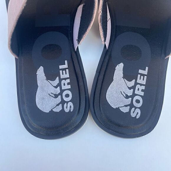Sorel Leather Snake Print Slides Womens Sz 6 Ella Black Vapor Sandals Slip On - Picture 7 of 7